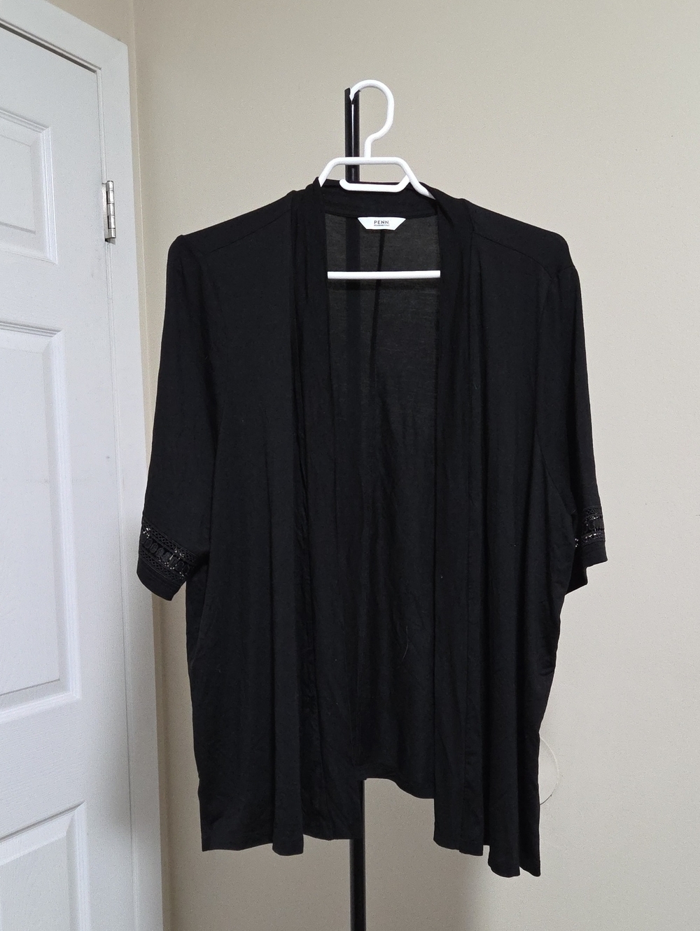 Penningtons Plus Size Black Open-Front Lightweight Women's Cardigan